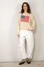 Denimist - Sweater - Oversized Cropped American Flag - Oatmeal - BYLOTTE