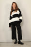 Denimist - Sweater - Oversized Ribbed - Black Ecru Jumbo Stripe - BYLOTTE