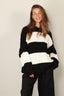 Denimist - Sweater - Oversized Ribbed - Black Ecru Jumbo Stripe - BYLOTTE
