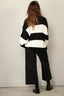 Denimist - Sweater - Oversized Ribbed - Black Ecru Jumbo Stripe - BYLOTTE