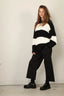 Denimist - Sweater - Oversized Ribbed - Black Ecru Jumbo Stripe - BYLOTTE