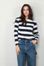 Denimist - T-Shirt - Long - Sleeve - Boatneck - Jumbo - Navy White Stripe - BYLOTTE