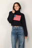 Denimist - Trui - American flag cropped turtleneck sweater - Dark navy - BYLOTTE