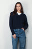 Denimist - Trui - V - Neck Cable Sweater - Navy - BYLOTTE