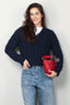 Denimist - Trui - V - Neck Cable Sweater - Navy - BYLOTTE