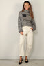 Denimst - Trui - American Flag Cropped Turtleneck Sweater - Marled Black/Cream - BYLOTTE