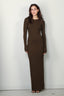 Éterne - Jurk - Long Sleeve Crewneck Maxi Dress - Moss - BYLOTTE