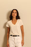 Éterne - T-shirt - V Neck T - Ivory - BYLOTTE