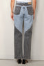 Rotate - Jeans - Straight Patchwork Jeans  -  Medium blue denim