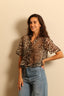 Ganni - Blouse - Light chiffon tie string blouse -  Leopard