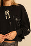 R13 - Trui - Cropped R13 Crewneck -  Acid black with paint splatter