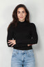 Ganni - Top - Soft Cotton Rib Long Sleeve T-Shirt -  Black