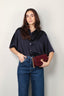 forte_forte - Blouse - Silk Satin Half Sleeve Shirt - Abisso - BYLOTTE