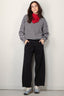 forte_forte - Broek - Diagonal Cotton Fleece Twisted Pants - Abisso - BYLOTTE