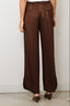 Forte_Forte - Broek - Envers Satin Shiny Cropped Pants - Chocolat - BYLOTTE
