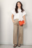 forte_forte - Broek - Essential Peached Cotton Twill Elasticated Pants - Taupe - BYLOTTE