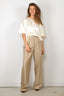 Forte_Forte - Broek - Grain De Poudre High Waist Pants - Sand - BYLOTTE