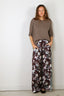 Forte_Forte - Broek - 'Peonia My Love' Fluid Jacquard Elasticated Pants - Chocolat - BYLOTTE