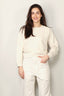 forte_forte - Sweater - Essential Diagonal Cotton Roundneck Sweatshirt - Ivory - BYLOTTE