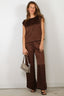 Forte_Forte - Top - Envers Satin Shiny Top - Chocolat - BYLOTTE