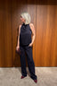 Forte_Forte - Broek - Matt Envers Satin High Waist Flat Front Pants - Notte