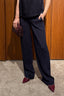 Forte_Forte - Broek - Matt Envers Satin High Waist Flat Front Pants - Notte