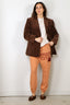 Ganni - Blazer - Seersucker Corduroy Blazer - Chicory Coffee - BYLOTTE