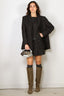 Ganni - Jurk - Wool Suiting Belted Mini Dress - Phantom - BYLOTTE