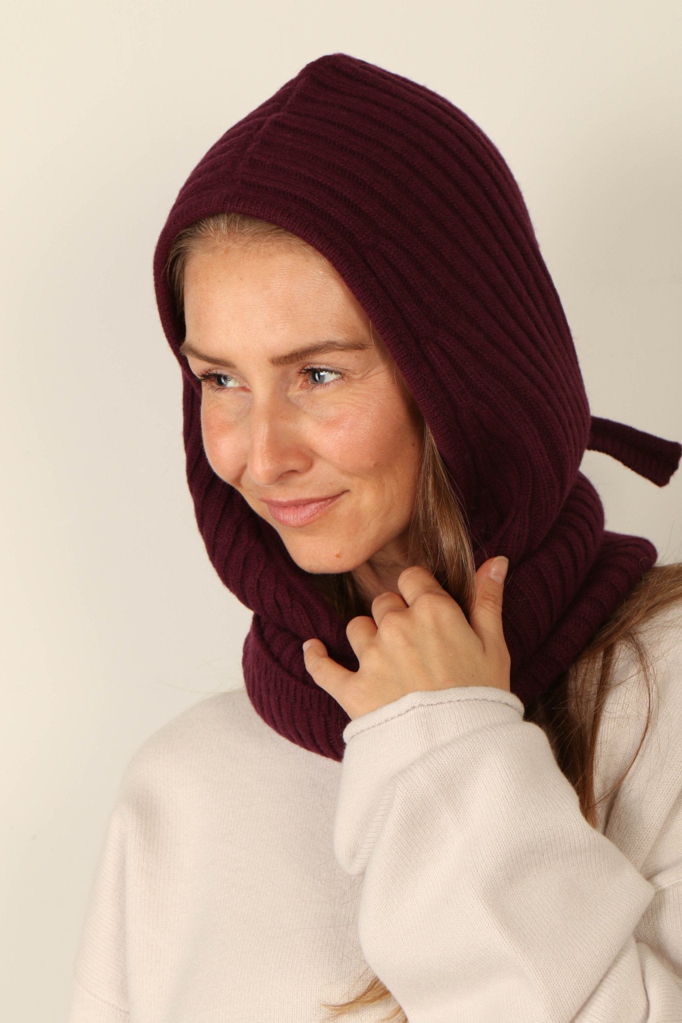 Shop Ganni - Muts - Core Future Wool Knit Balaclava - Burgundy
