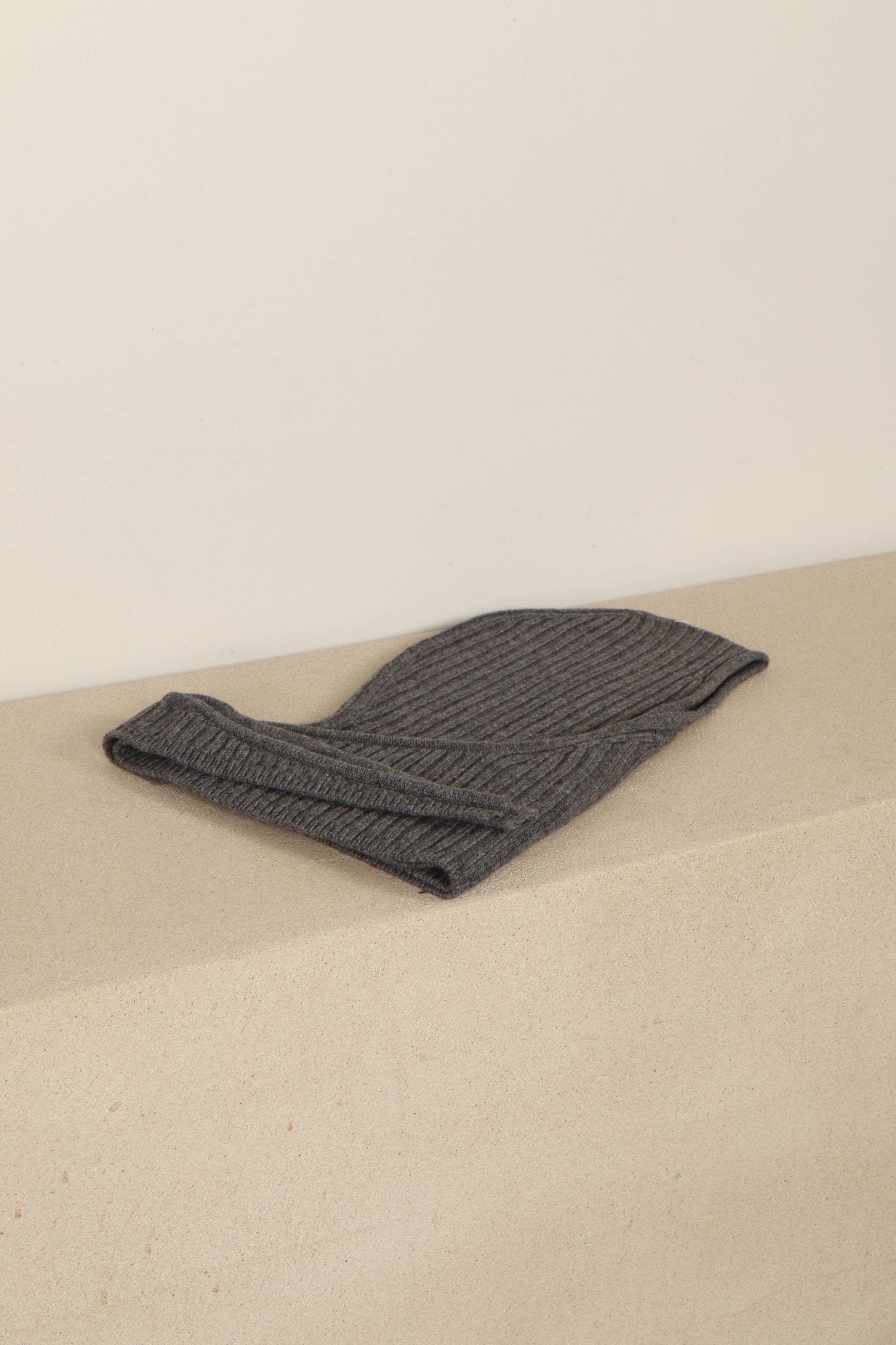 Shop Ganni - Muts - Core Future Wool Knit Balaclava - Charcoal