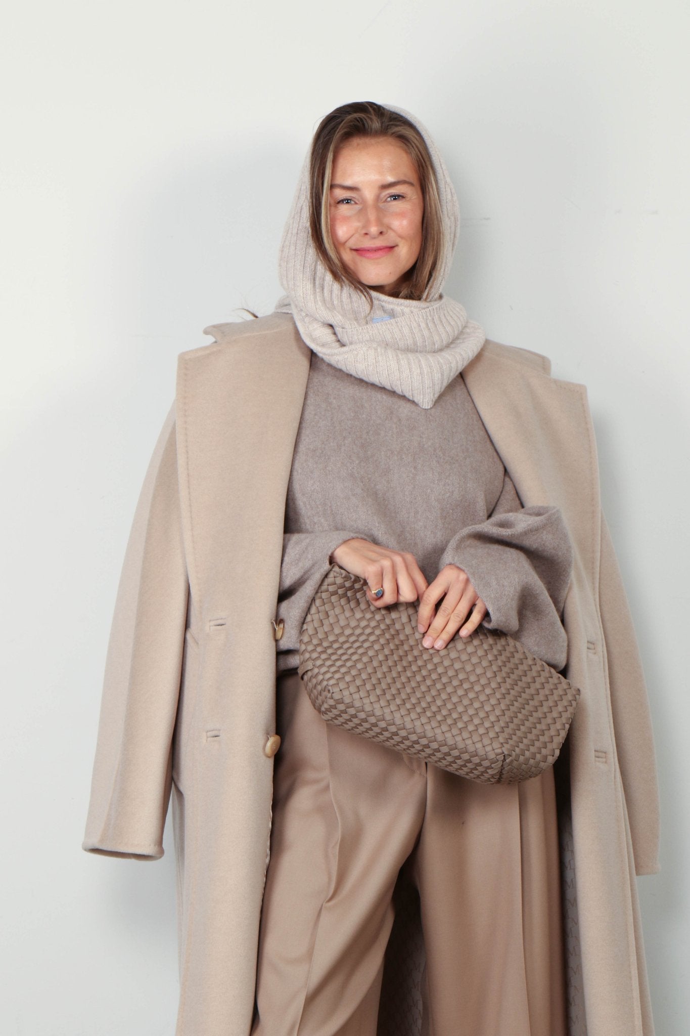 Shop Ganni - Muts - Core Future Wool Knit Balaclava - Sand - BYLOTTE