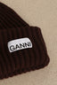 Ganni - Muts - Structured Rib Beanie - Chocolate Plum - BYLOTTE