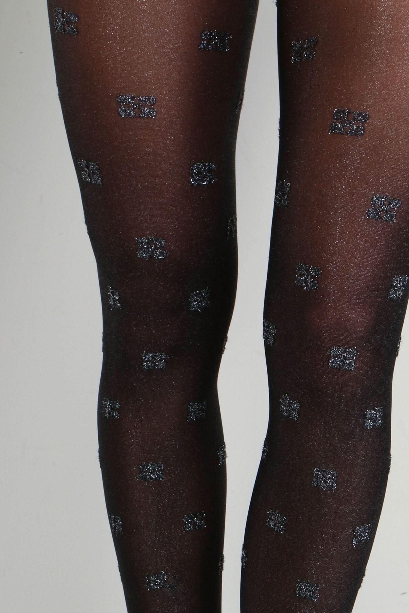 Shop Ganni - Panty - Butterfly Lace Tight Glitter - Black