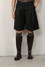 Ganni - Short - Calendered Wool Tailoring Wide Shorts - Black - BYLOTTE