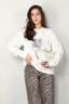 Ganni - Sweatshirt - Isoli Kittens Drop Shoulder Sweatshirt - Egret - BYLOTTE