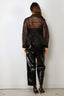 Ganni - Top - Flocked Organza Peplum Shirt - Black - BYLOTTE