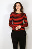 Ganni - Top - Long Sleeve Soft Cotton Rib Striped - Red Alert - BYLOTTE