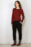 Ganni - Top - Long Sleeve Soft Cotton Rib Striped - Red Alert - BYLOTTE