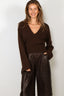 Ganni - Trui - Wool Yak Deep V - Neck - Shaved Chocolate - BYLOTTE