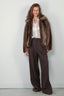 Golden Goose - Broek - Journey Wide Leg Pant Naomi Pinstripe Wool - Cocoa Brown Turquoise - BYLOTTE