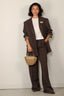 Golden Goose - Broek - Journey Wide Leg Pant Naomi Pinstripe Wool - Cocoa Brown Turquoise - BYLOTTE