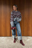 Halfboy - Trui - Alice crew neck -  Melange/bordeaux