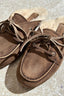 Posa - Loafers - Boat Loafer Mule Fur Suede - Dark Brown