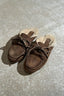 Posa - Loafers - Boat Loafer Mule Fur Suede - Dark Brown