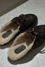 Posa - Loafers - Boat Loafer Mule Fur Leather - Coffee