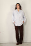 R13 - Blouse - DROP NECK OXFORD SHIRT - Blue with Pinstripe - BYLOTTE