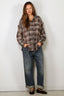 R13 - Blouse - Shredded Seam Drop Neck Shirt - Grey Plaid - BYLOTTE