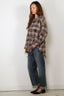 R13 - Blouse - Shredded Seam Drop Neck Shirt - Grey Plaid - BYLOTTE