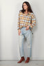 R13 - Blouse - Shredded Seam Drop Neck Shirt - Light Blue Yellow Plaid - BYLOTTE