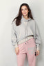 R13 - Hoodie - Funnel Neck Cropped Popover - Heather Grey W/ Oatmeal - BYLOTTE